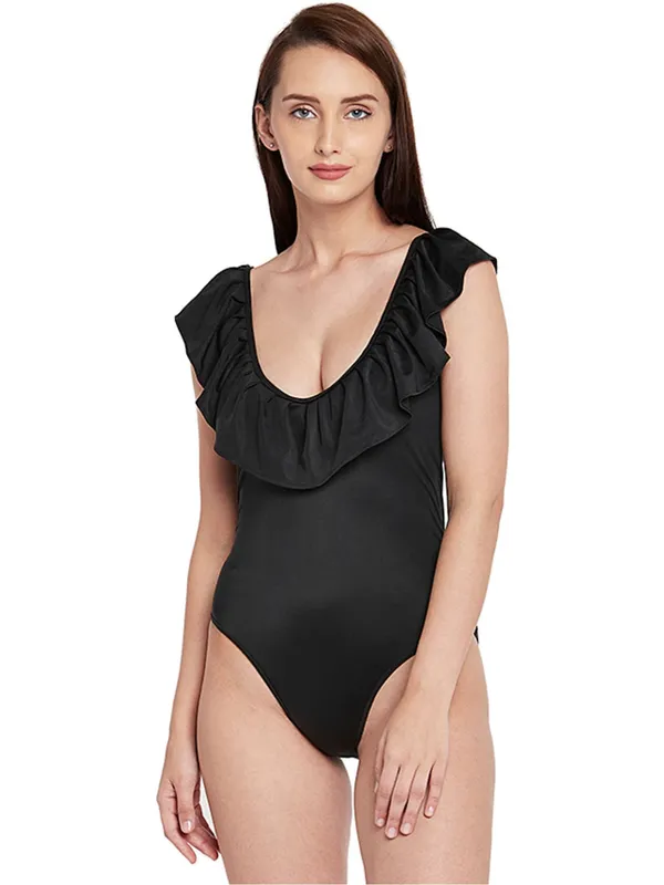 Black_Frilly_Neckline_Decorated_One_Piece_Swimsuit_With_Removable_Cups_For_Women