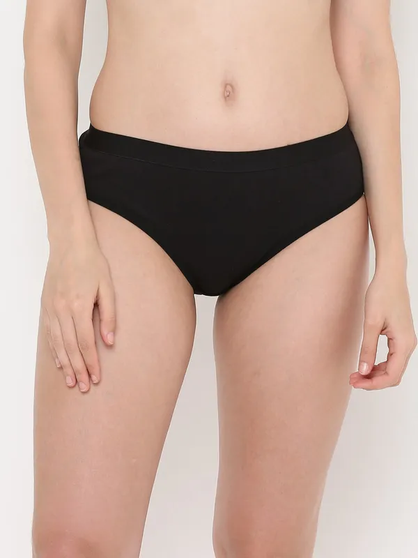 Black_Mid_Rise_Soft_Cotton/Spandex_Bikini_Panty_For_Women