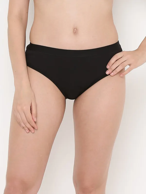 Black_Mid_Rise_Soft_Cotton/Spandex_Bikini_Panty_For_Women