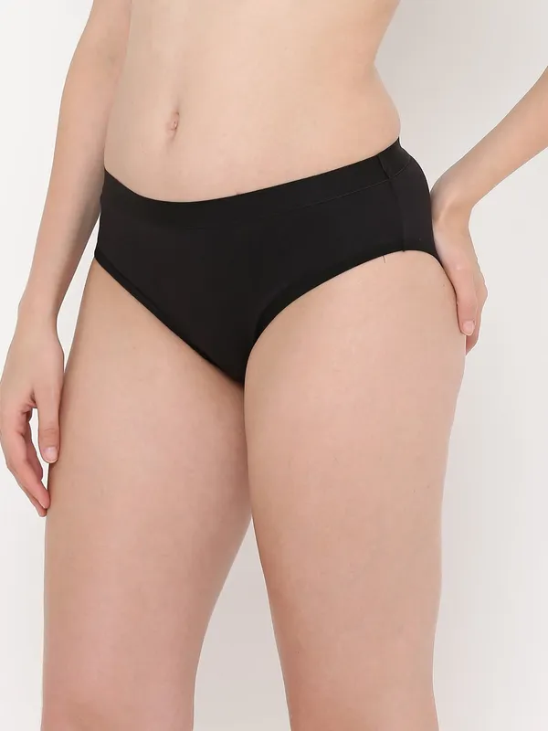 Black_Mid_Rise_Soft_Cotton/Spandex_Bikini_Panty_For_Women