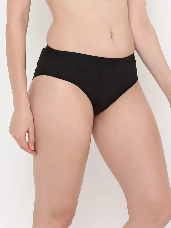 Black_Mid_Rise_Soft_Cotton/Spandex_Bikini_Panty_For_Women