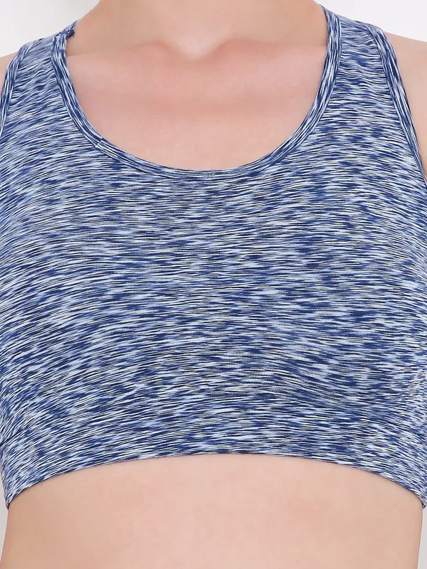 Melange_Blue_Removable_Pads_Sport_Bra_For_Women