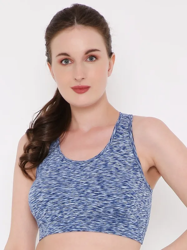 Melange_Blue_Removable_Pads_Sport_Bra_For_Women