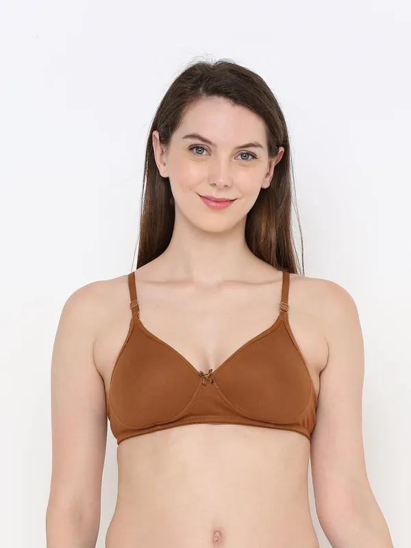 Brown_Everyday_Comfort:_Lightly_Padded_Wire-Free_T-Shirt_Bra_For_Women