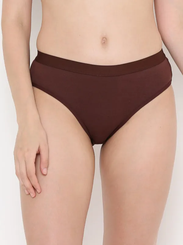 Brown_Mid_Rise_Soft_Cotton/Spandex_Bikini_Panty_For_Women