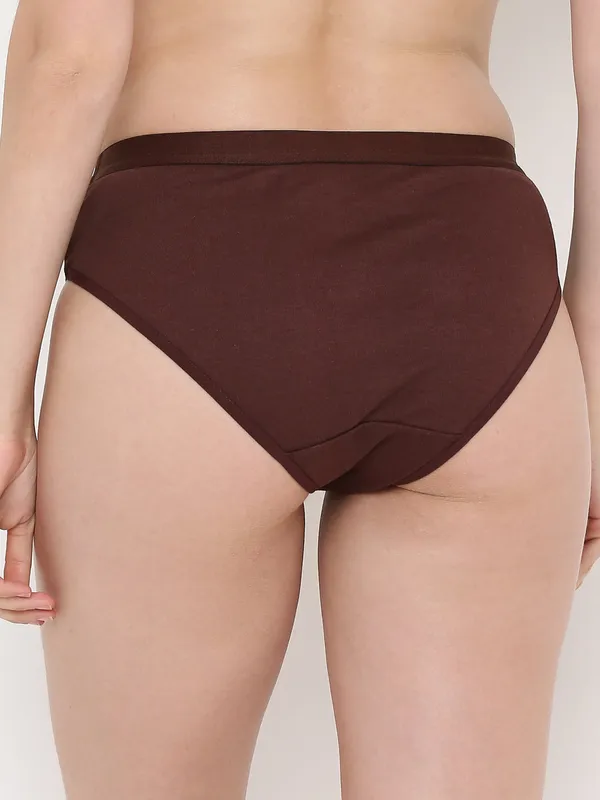 Brown_Mid_Rise_Soft_Cotton/Spandex_Bikini_Panty_For_Women