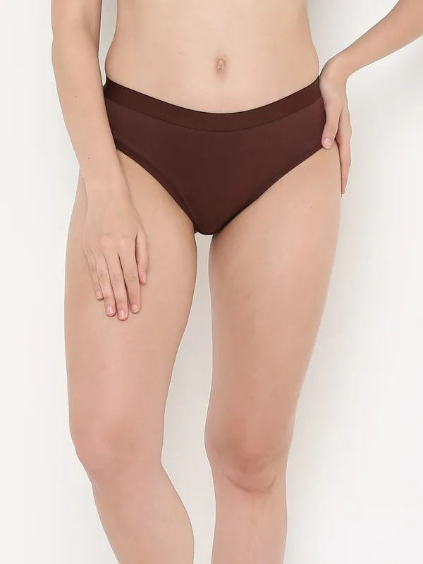 Brown_Mid_Rise_Soft_Cotton/Spandex_Bikini_Panty_For_Women