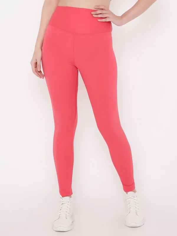 Red_Ankle_Length_Solid_Sports_Leggings_For_Women