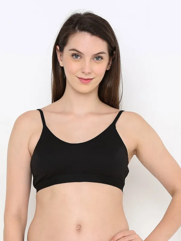 Black_Slip-On_Non-Wired_&_Non-Padded_Medium_Coverage_Bra_For_Women