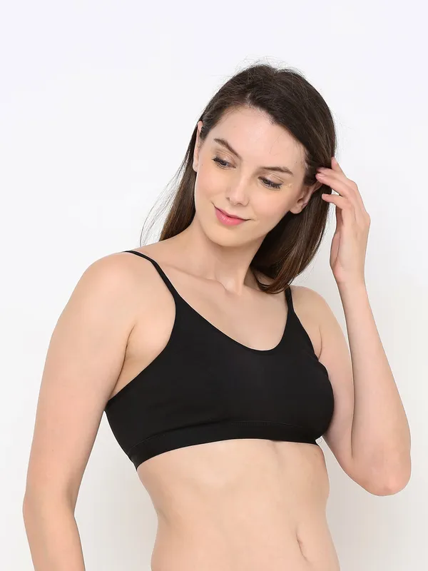 Black_Slip-On_Non-Wired_&_Non-Padded_Medium_Coverage_Bra_For_Women