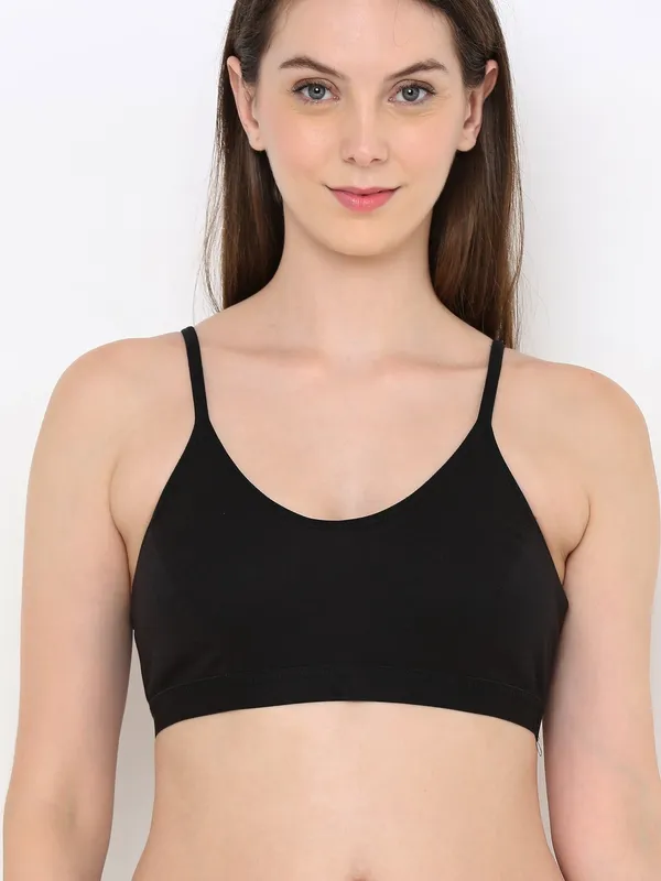 Black_Slip-On_Non-Wired_&_Non-Padded_Medium_Coverage_Bra_For_Women