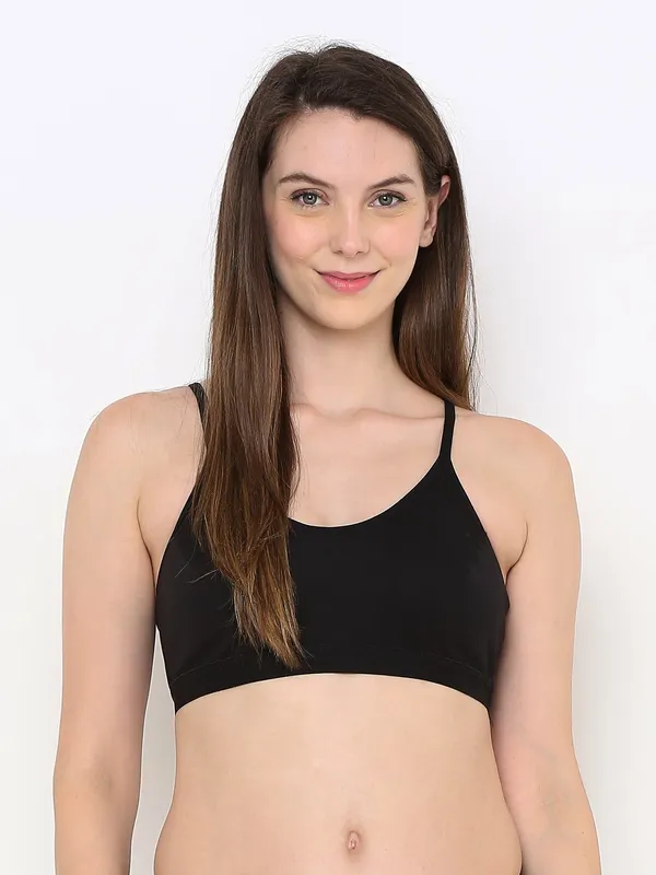 Black_Slip-On_Non-Wired_&_Non-Padded_Medium_Coverage_Bra_For_Women