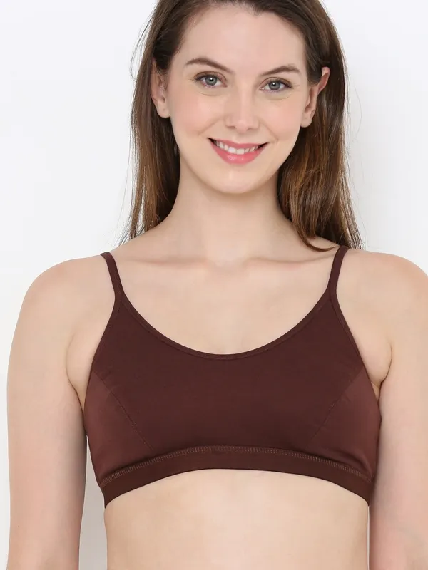 Brown_Slip-On_Non-Wired_&_Non-Padded_Medium_Coverage_Bra_For_Women