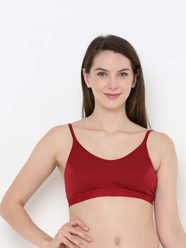 Maroon_Slip-On_Non-Wired_&_Non-Padded_Medium_Coverage_Bra_For_Women