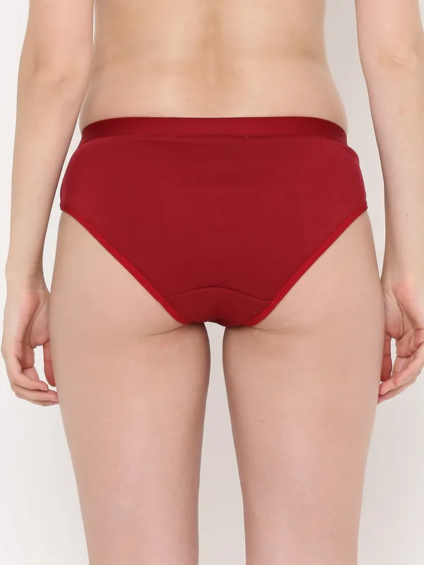 Maroon_Mid_Rise_Soft_Cotton/Spandex_Bikini_Panty_For_Women