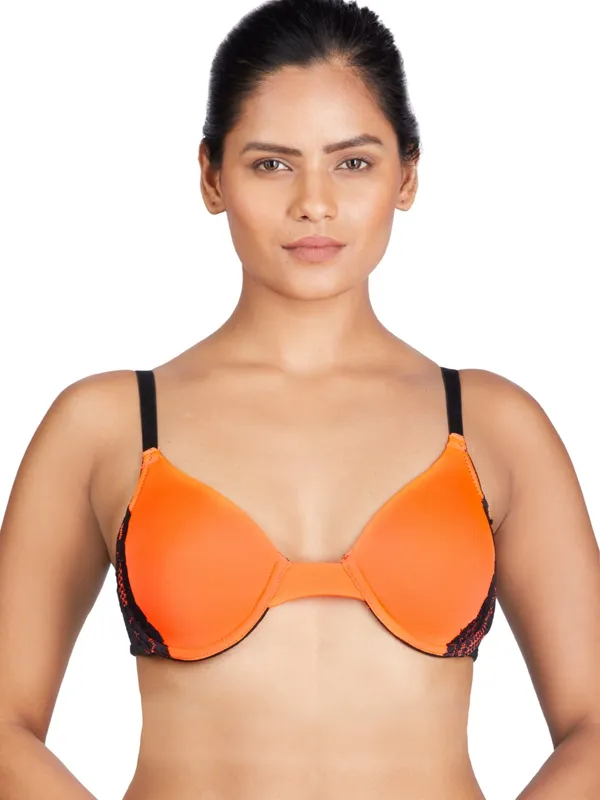 Orange_&_Black_Underwired_&_Heavily_Padded_With_Medium_Coverage_Push-Up_Bra_For_Women