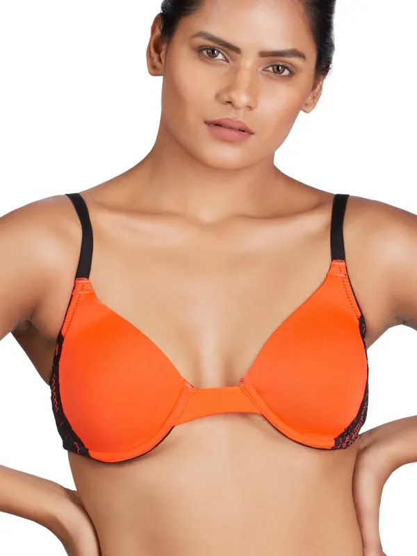 Orange_&_Black_Underwired_&_Heavily_Padded_With_Medium_Coverage_Push-Up_Bra_For_Women