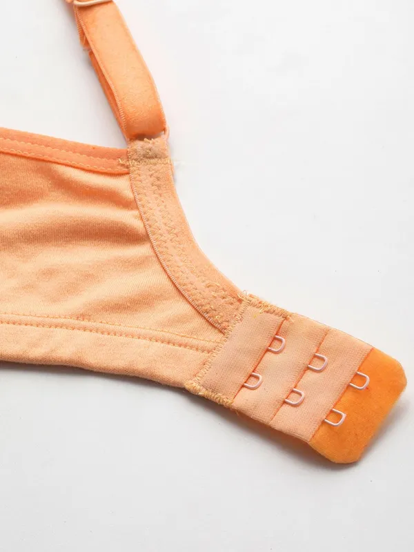 Pastel_Orange_Upper_Net_Seamless_Comfort_T-Shirt_Bra_-_Non-Padded,_Non-Wired_For_Women
