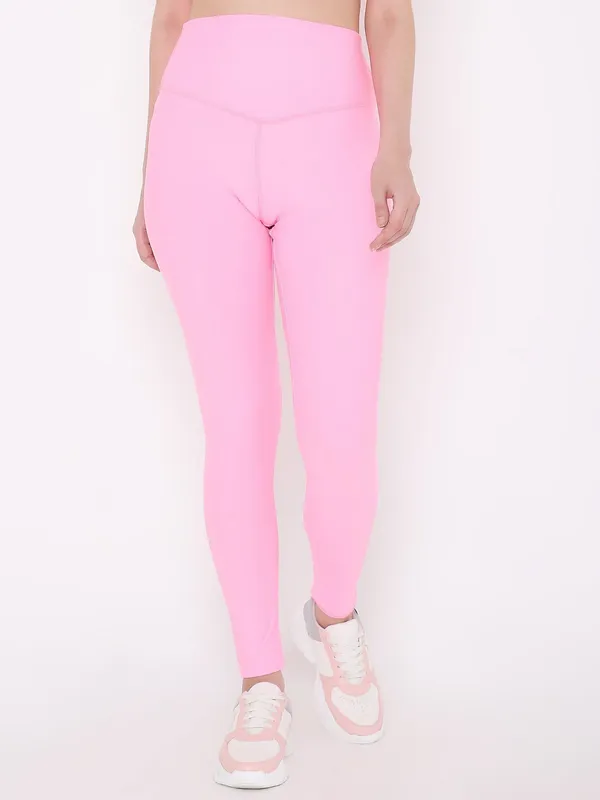 Pink_Ankle_Length_Solid_Sports_Leggings_For_Women