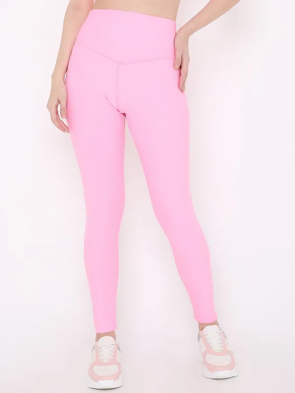 Pink_Ankle_Length_Solid_Sports_Leggings_For_Women