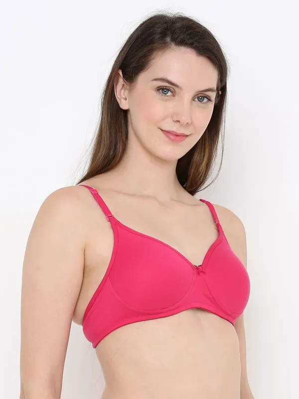 Pink_Everyday_Comfort:_Lightly_Padded_Wire-Free_T-Shirt_Bra_For_Women