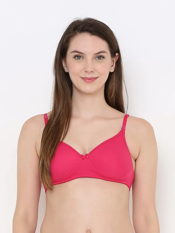 Pink_Everyday_Comfort:_Lightly_Padded_Wire-Free_T-Shirt_Bra_For_Women