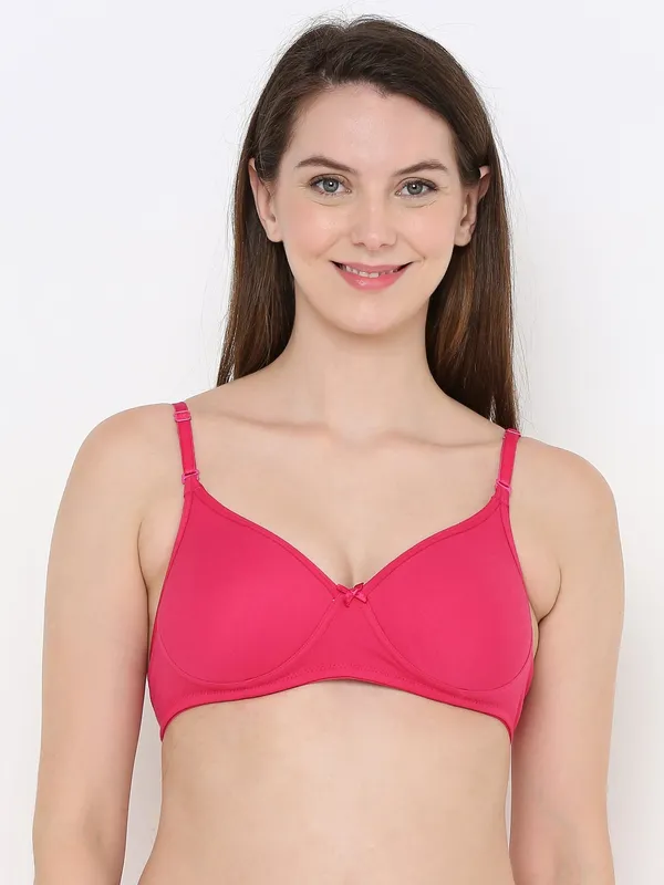 Pink_Everyday_Comfort:_Lightly_Padded_Wire-Free_T-Shirt_Bra_For_Women
