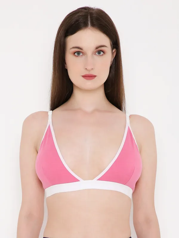 Pink_&_White_Non-Wired_&_Non_Padded_Medium_Coverage_Lounge_Bra_For_Women