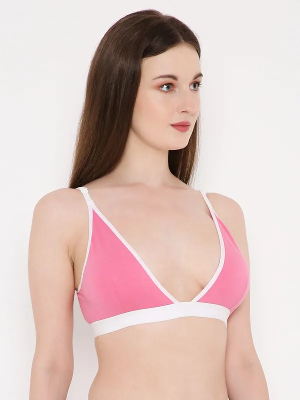 Pink_&_White_Non-Wired_&_Non_Padded_Medium_Coverage_Lounge_Bra_For_Women