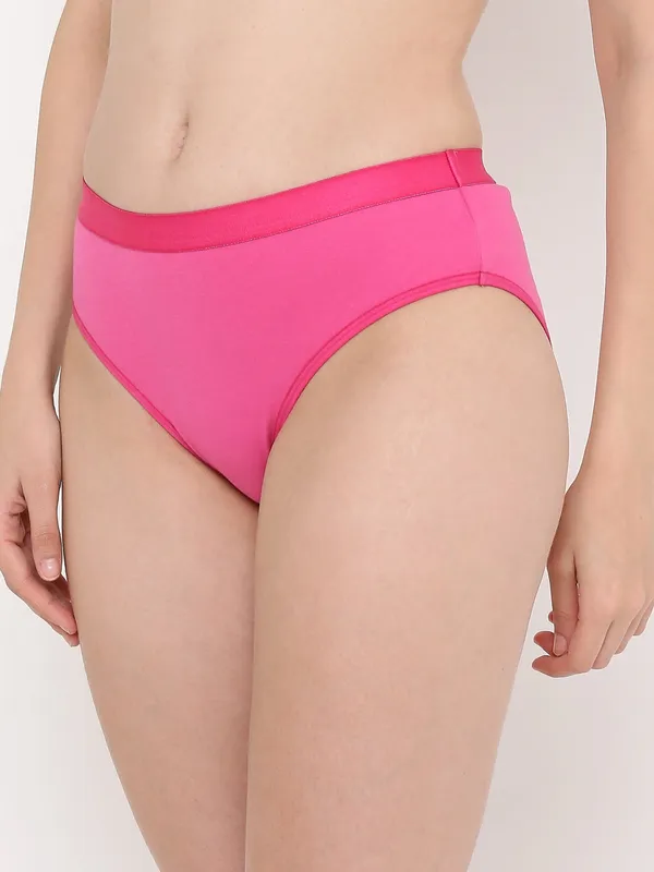 Pink_Mid_Rise_Soft_Cotton/Spandex_Bikini_Panty_For_Women