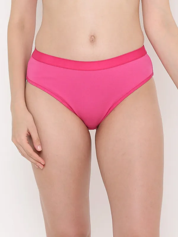 Pink_Mid_Rise_Soft_Cotton/Spandex_Bikini_Panty_For_Women