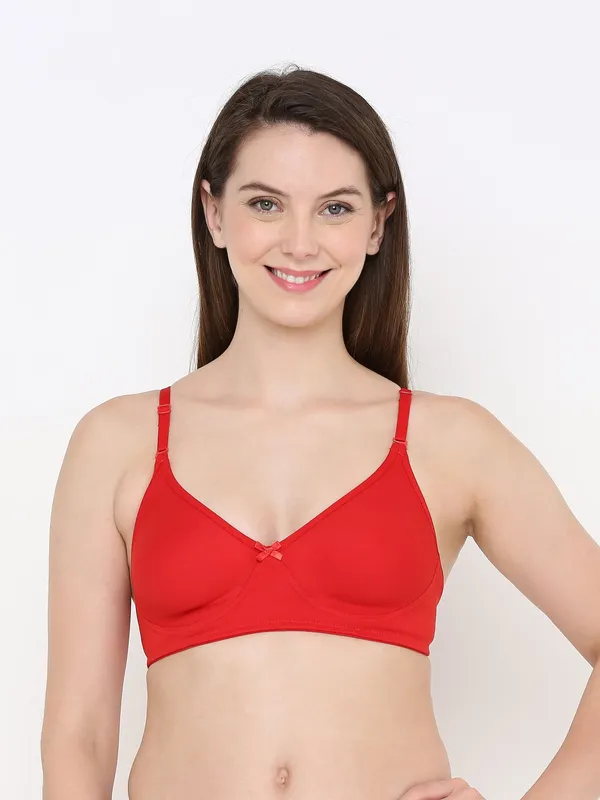 Red_Non-Padded,_Non-Wired_T_Shirt_Bra_With_Seamless_Cup_For_Women