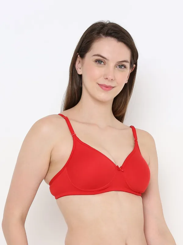 Red_Everyday_Comfort:_Lightly_Padded_Wire-Free_T-Shirt_Bra_For_Women