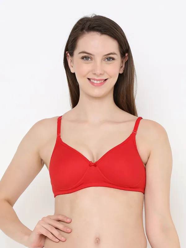 Red_Everyday_Comfort:_Lightly_Padded_Wire-Free_T-Shirt_Bra_For_Women