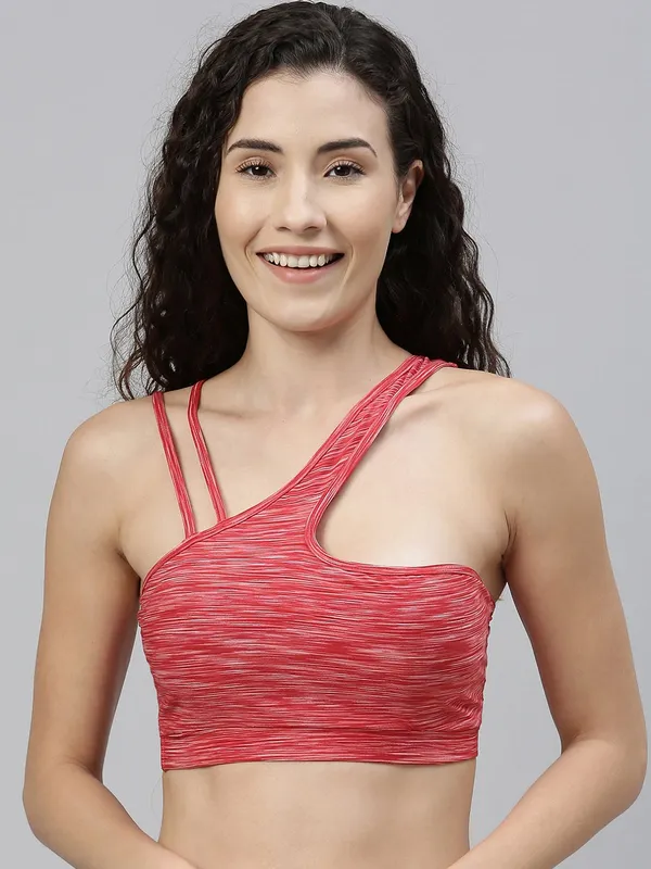 Melange_Red_Nylon_Low_Impact_Sports_Bra_For_Women