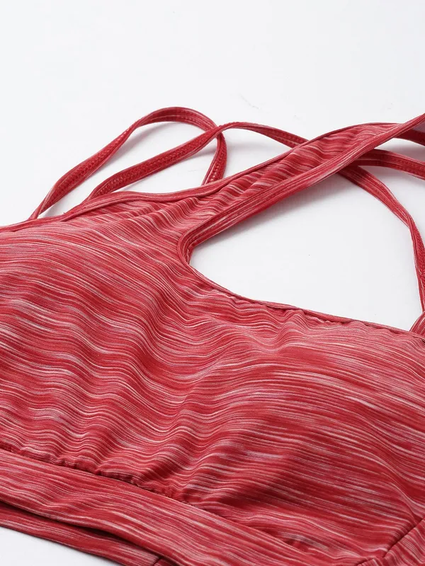 Melange_Red_Nylon_Low_Impact_Sports_Bra_For_Women