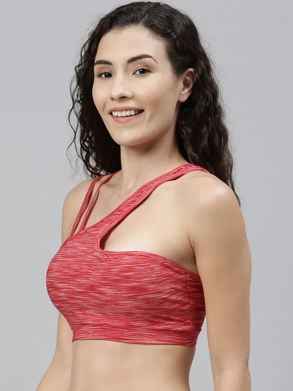 Melange_Red_Nylon_Low_Impact_Sports_Bra_For_Women
