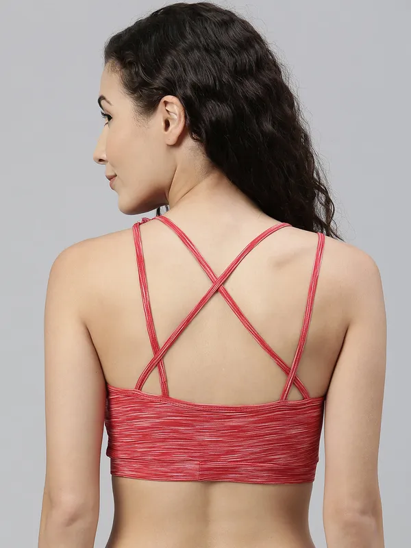 Melange_Red_Nylon_Low_Impact_Sports_Bra_For_Women