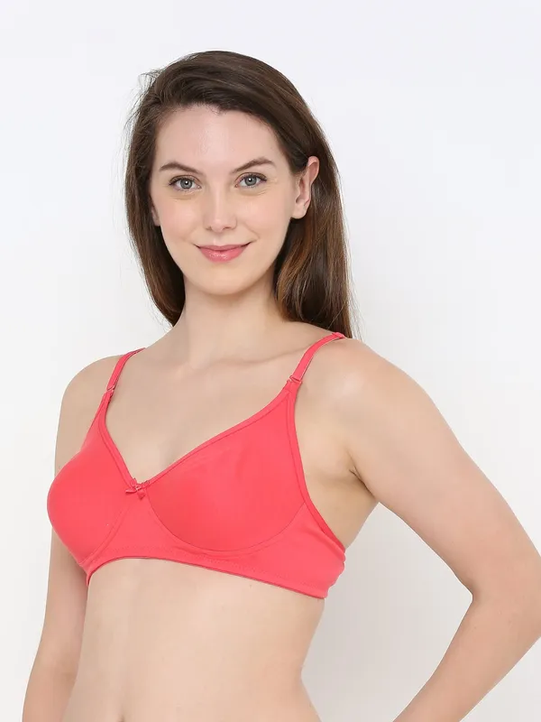 Red_Non-Padded,_Non-Wired_T_Shirt_Bra_With_Seamless_Cup_For_Women