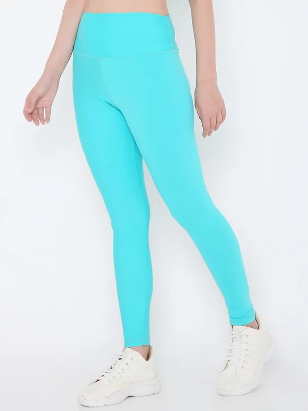 Turquoise_Ankle_Length_Solid_Sports_Leggings_For_Women