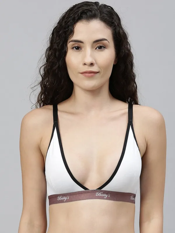 White_&_Black_Non-Wired_&_Non_Padded_Medium_Coverage_Lounge_Bra_For_Women