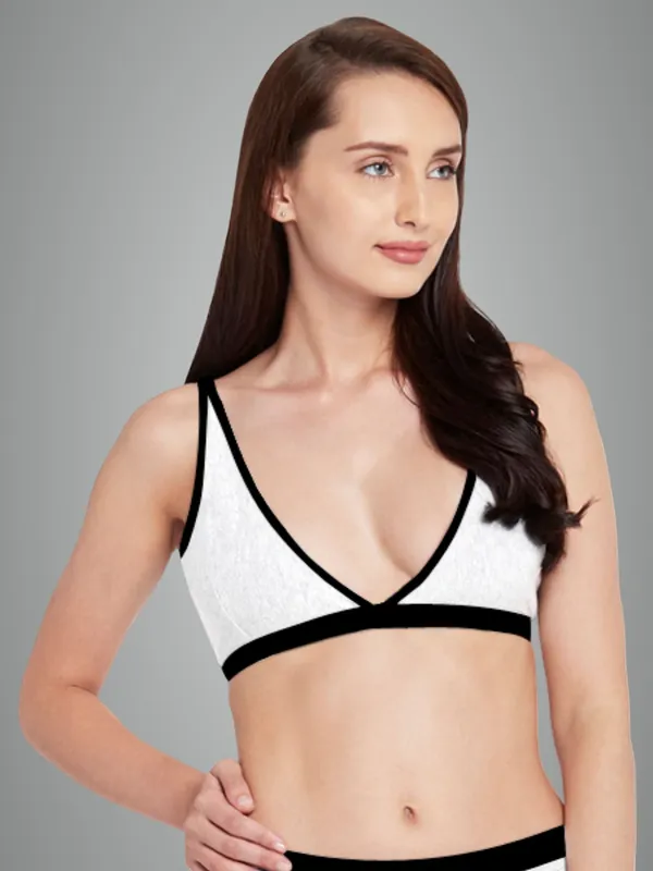 White_&_Black_Non-Wired_&_Non_Padded_Medium_Coverage_Lounge_Bra_For_Women