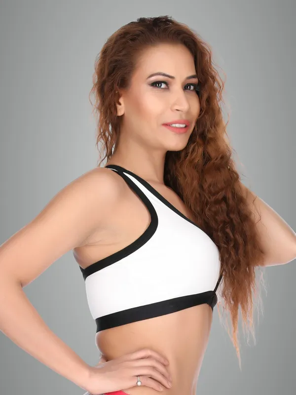 White_&_Black_Dot_Net_Dual_Tone_Medium_Impact_Sports_Bra_For_Women