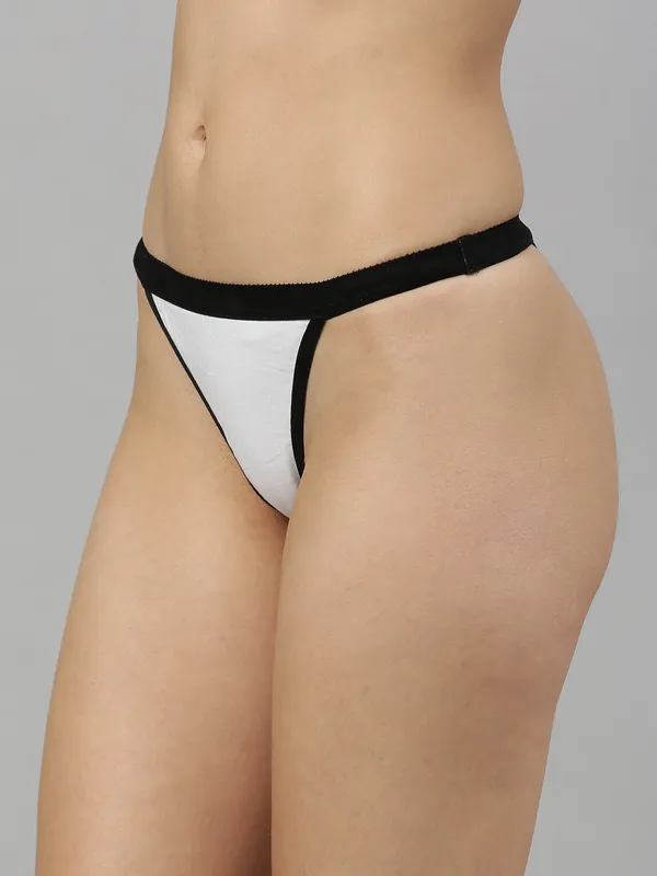 White_&_Black_Mid_Rise_Soft_Cotton_Thongs_For_Women