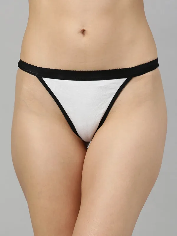 White_&_Black_Mid_Rise_Soft_Cotton_Thongs_For_Women