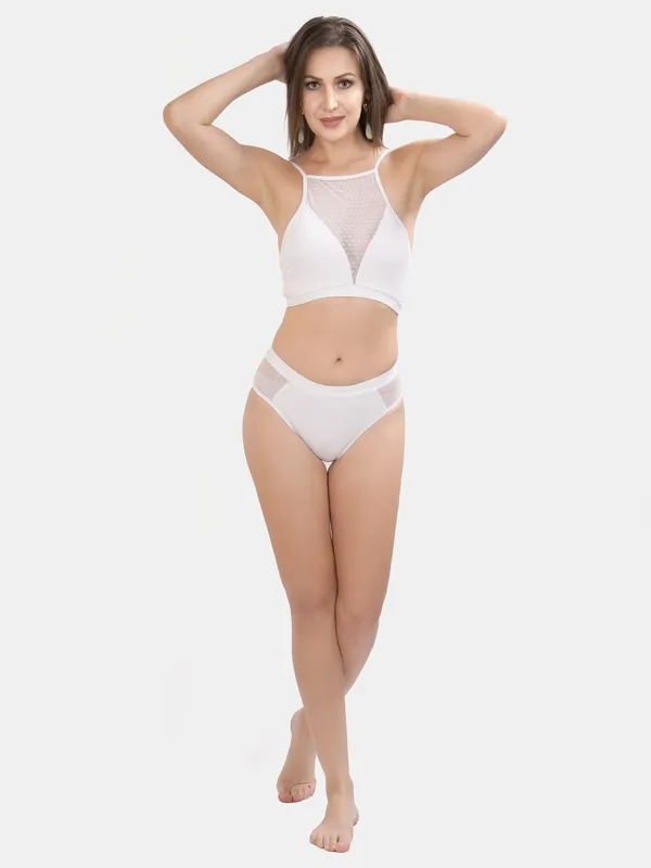 White_Jacquard_Coconut_Cream_Two_Piece_Swimsuit_With_Removable_Cups_For_Women