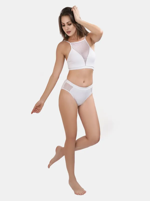 White_Jacquard_Coconut_Cream_Two_Piece_Swimsuit_With_Removable_Cups_For_Women