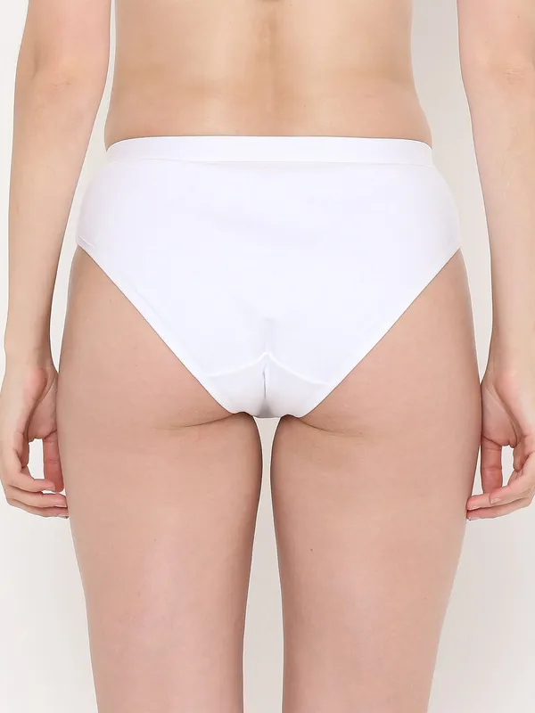 White_Mid_Rise_Soft_Cotton/Spandex_Bikini_Panty_For_Women
