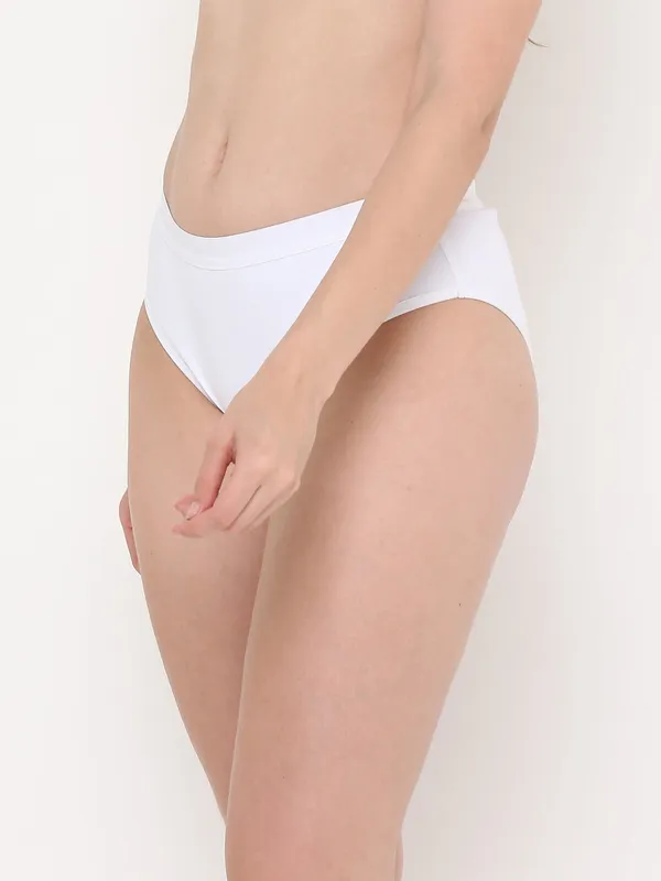 White_Mid_Rise_Soft_Cotton/Spandex_Bikini_Panty_For_Women