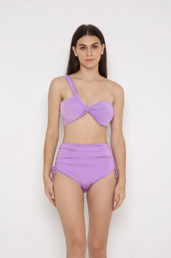 Purple_Nylon_Pintucked_Monostrap_Bikini_For_Women